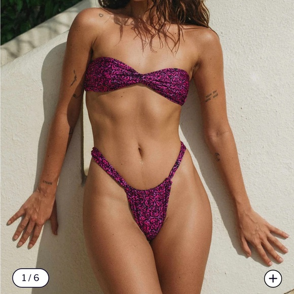 Bright Swimwear Other - Strapless Pink Patterned Bikini Set